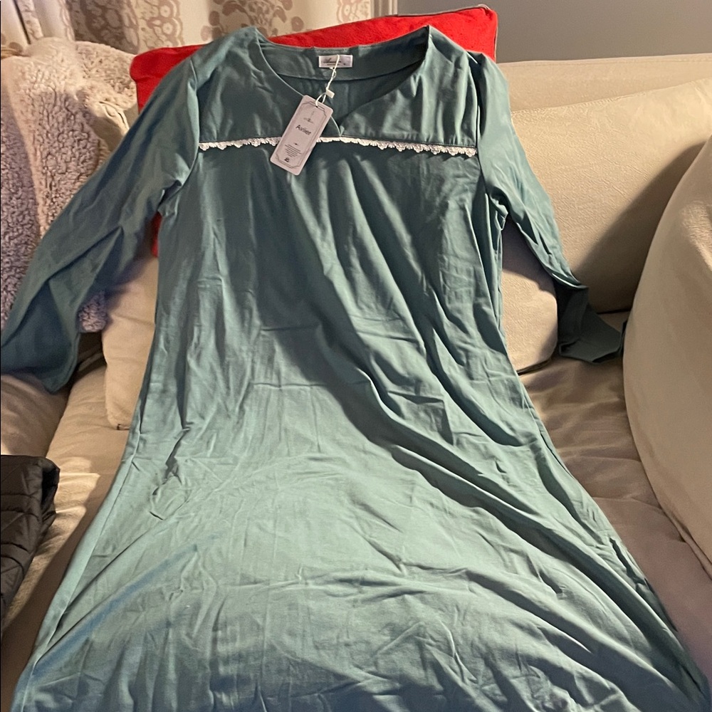 Women's Teal Long Sleeve Nightgown